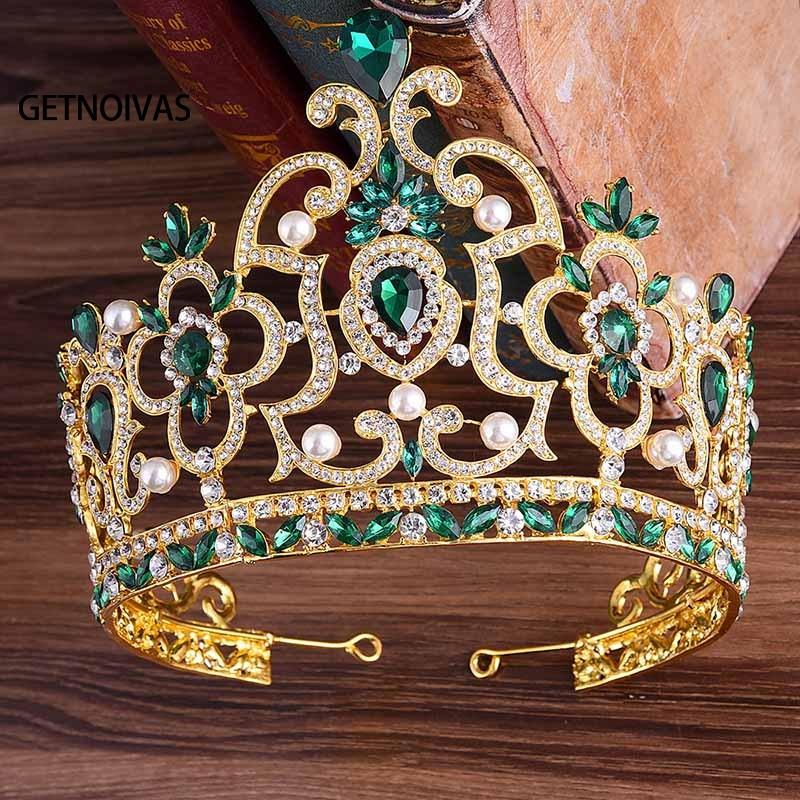 

Hair Clips & Barrettes Wedding Prom Accessories Big Diadem Crown Luxury Sparkling Hollow Out Bridal Tiaras For Women Girls Jewelry SL, Golden;silver