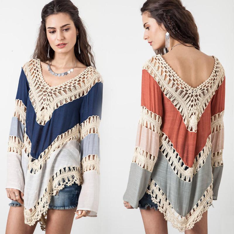 

Casual Dresses Women Bikini Beach Swimsuit Cover Ups Sexy Bohemian Crochet Hollow Long Sleeve Blouses Sunscreen Shirt Swimwear Bathing Suit Cover-Ups JQUF, Mix 2 different colors