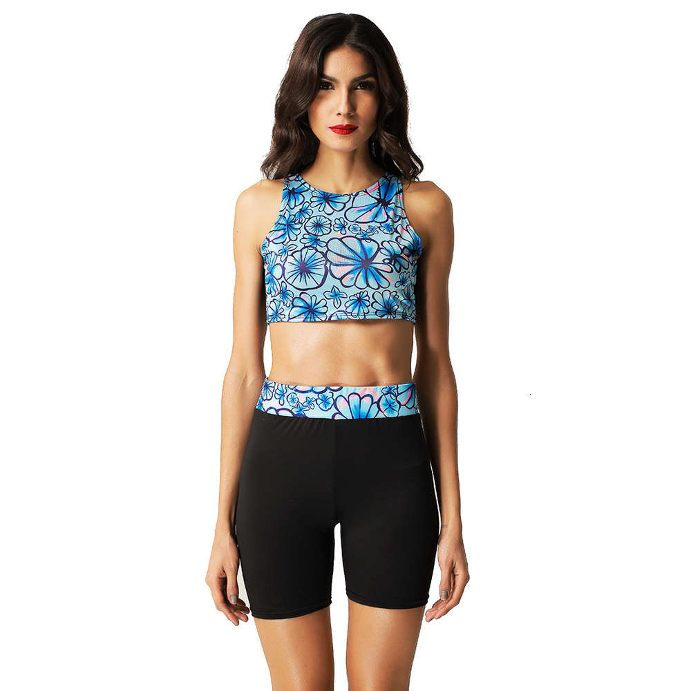 Bikini Piece Fashion Digital Print Blouse Shorts Summer Suit triangl swimwear-image-692565878