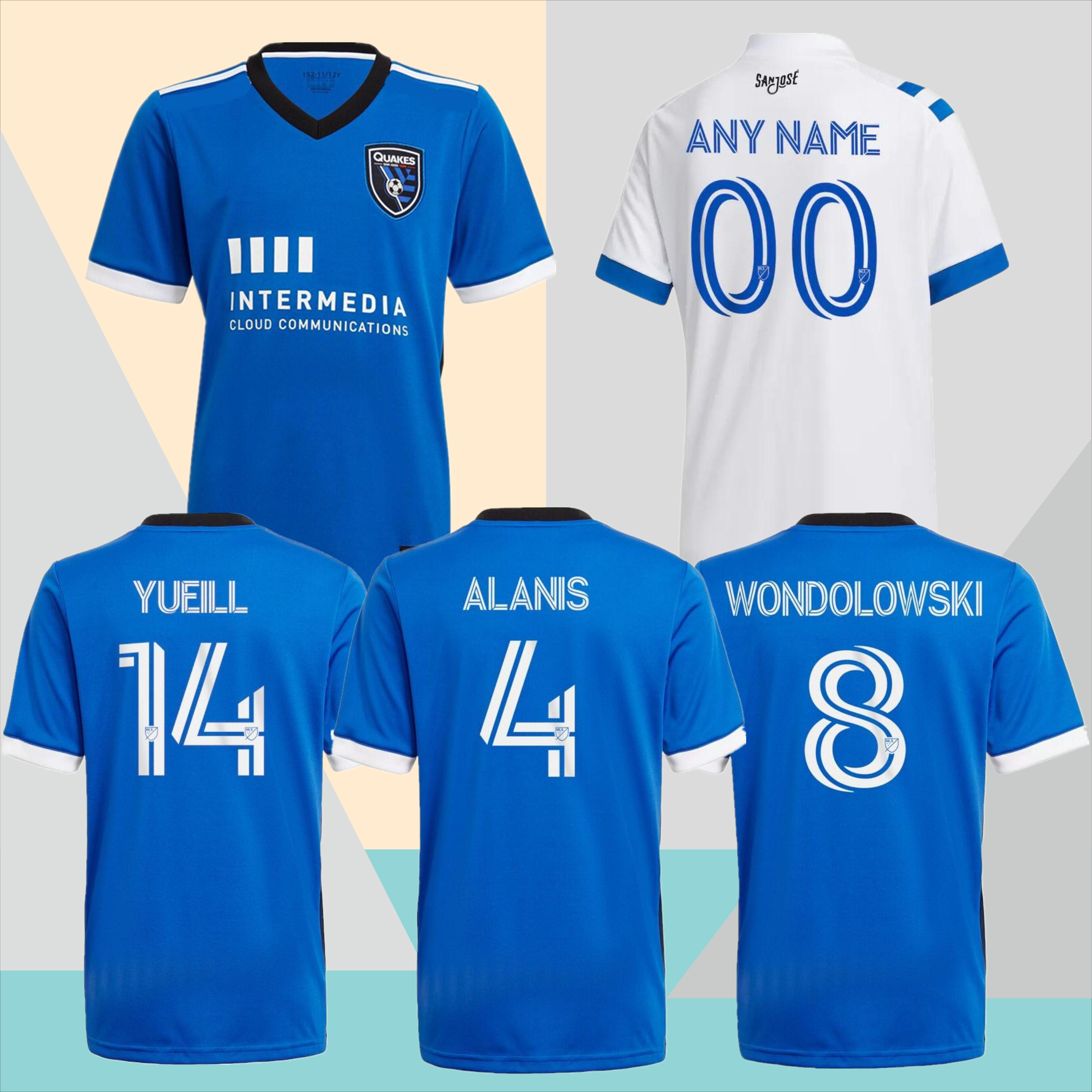 

2021 MLS San Jose Earthquakes Soccer Jersey 21/22 #10 ESPINOZA WONDOLOWSKI Uniform Mens #6 ALANIS YUEILL Football Shirts, Blue
