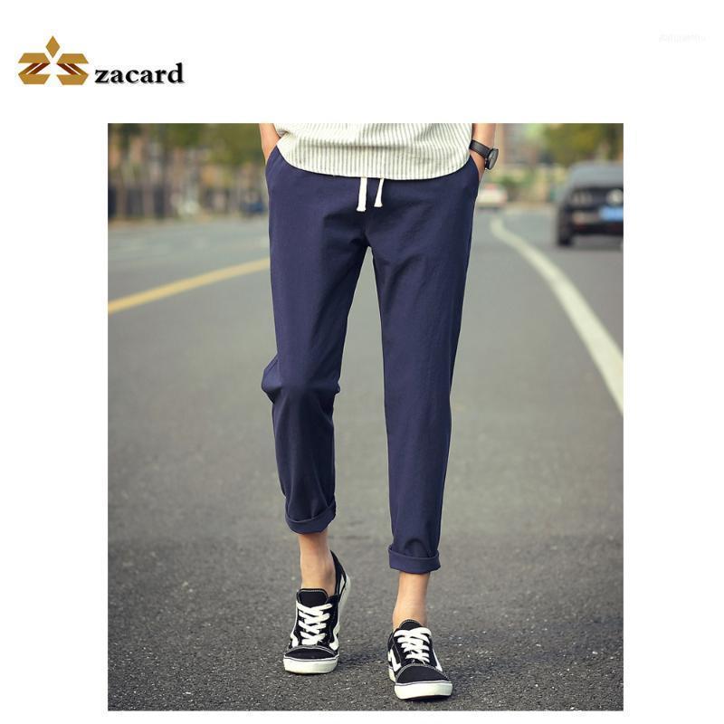 

Men's Pants ZACARD Summer High Quality Casual Cotton Trousers Lace-up Ankle-Length Mens Linen Pants1, Black