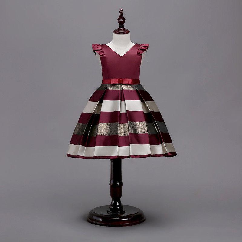 

Girl's Dresses Ma&Baby 2-10Years Children Kid Girls Stirped Tutu Dress V-Neck Ruffles Party Wedding Birthday Formal For DD88, Red;yellow