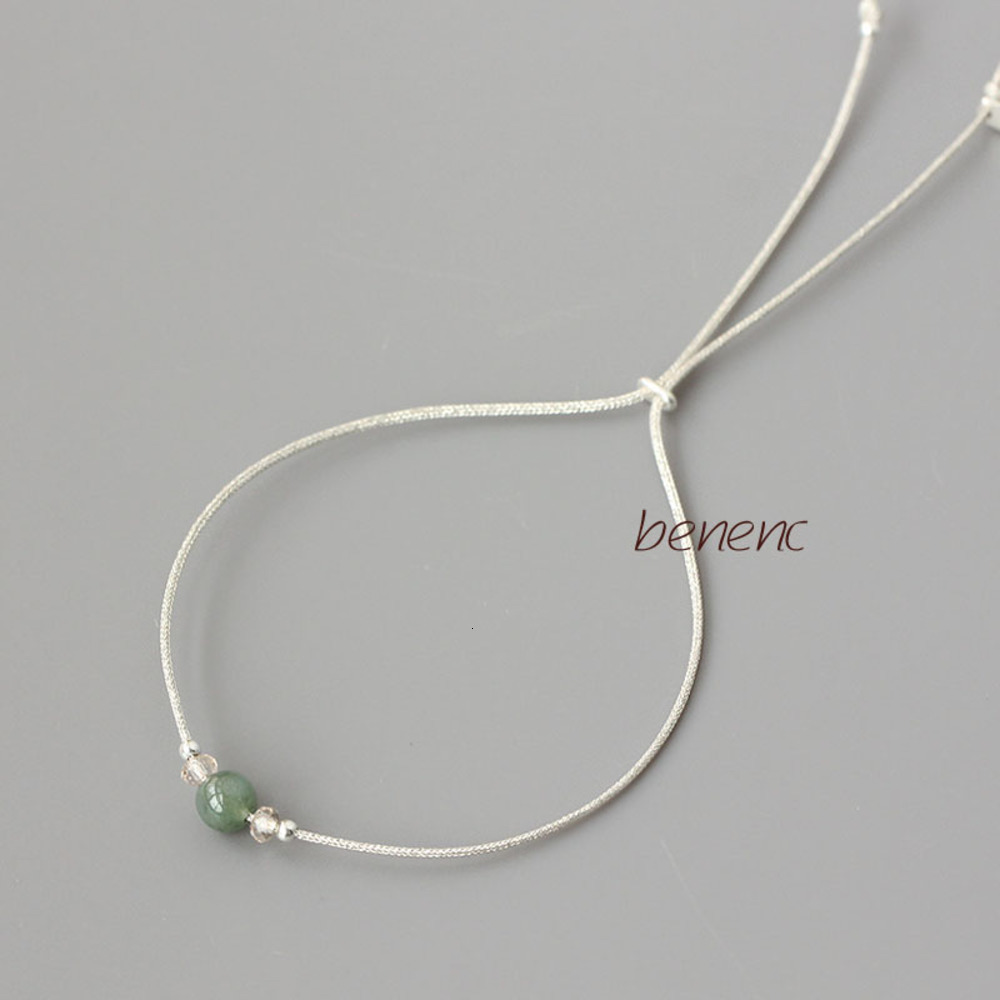 

bracelet [9454] Dabu 925 Sterling Silver jadeite bracelet, single loop, precision cut crystal bracelet, Golden;silver