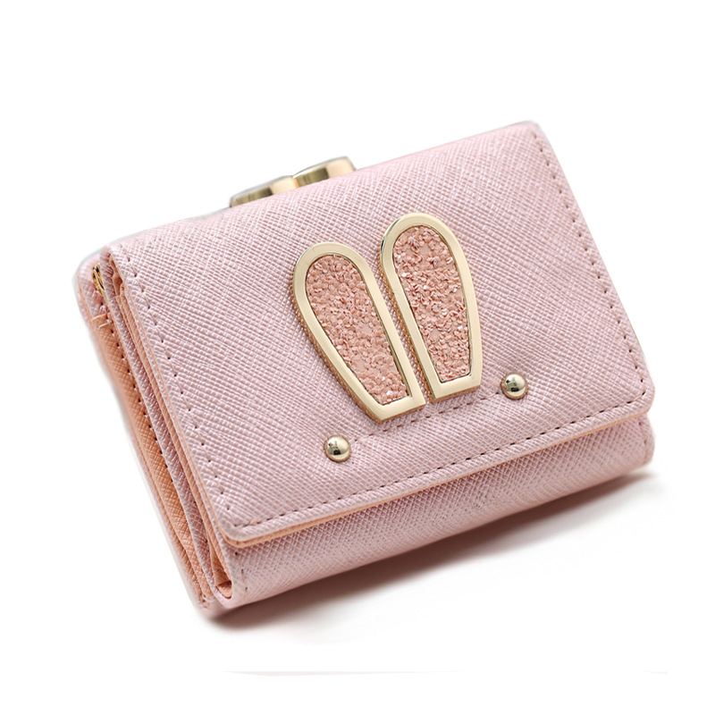 

Folding Rabbit Japanese Wallet Fresh Small Wallet Ear Wallet Version Korean Female Student Coin Purse New Short And Xjego, Red;black