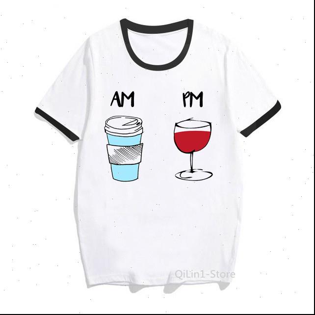 

womens summer am pm drink t shirt ladies tee funny hip hop coffee print how to tell time femme, White