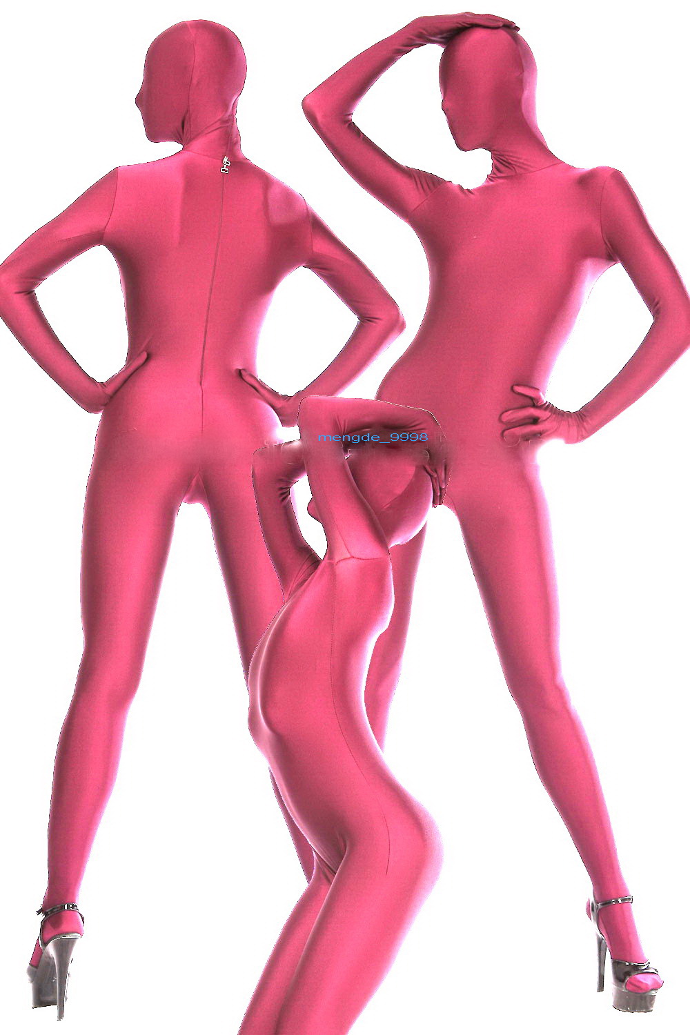 Fuchsia Lycra Spandex Catsuit Costume Back Zipper Unisex Sexy Bodysuit Costumes Full Outfit Halloween Party Fancy Dress Cosplay Suit M046-image-402502206