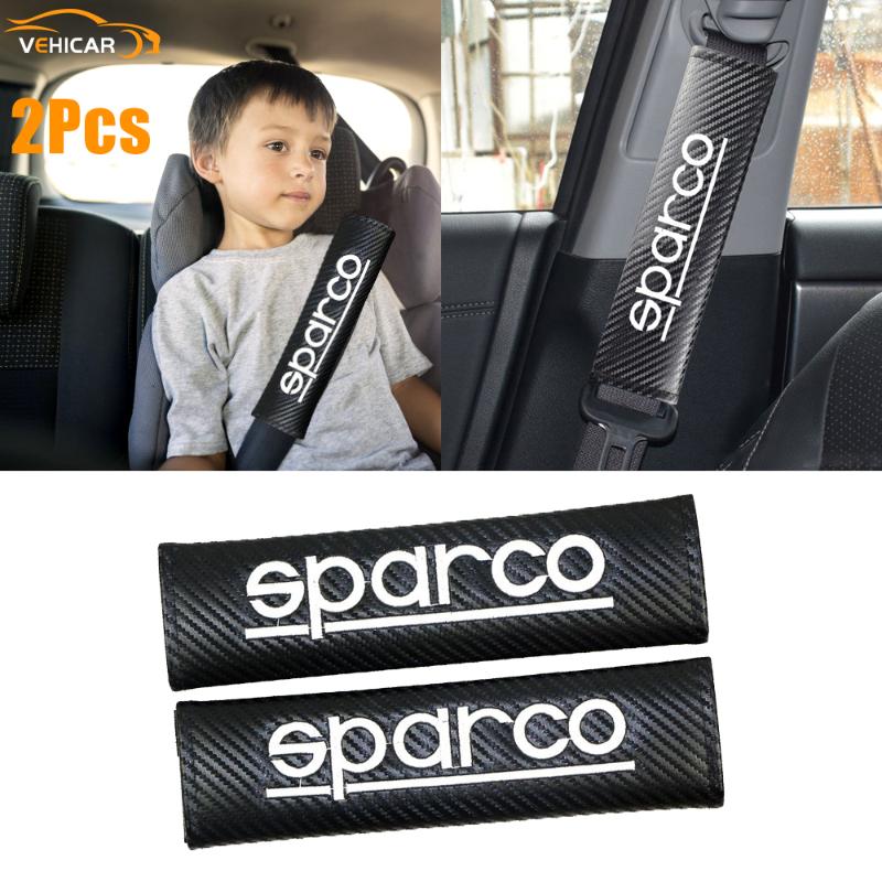 

safety belts & accessories vehicar 2pcs belt pads logo knitting driver shoulder protector for sparco car seat cover vehicle