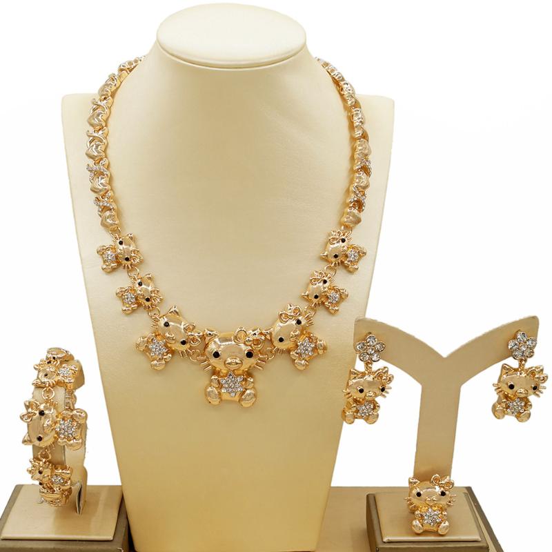 

Earrings & Necklace Italian Gold Set Exquisite Style Luxury For Women Wedding Dinner Jewelry Sets, Silver