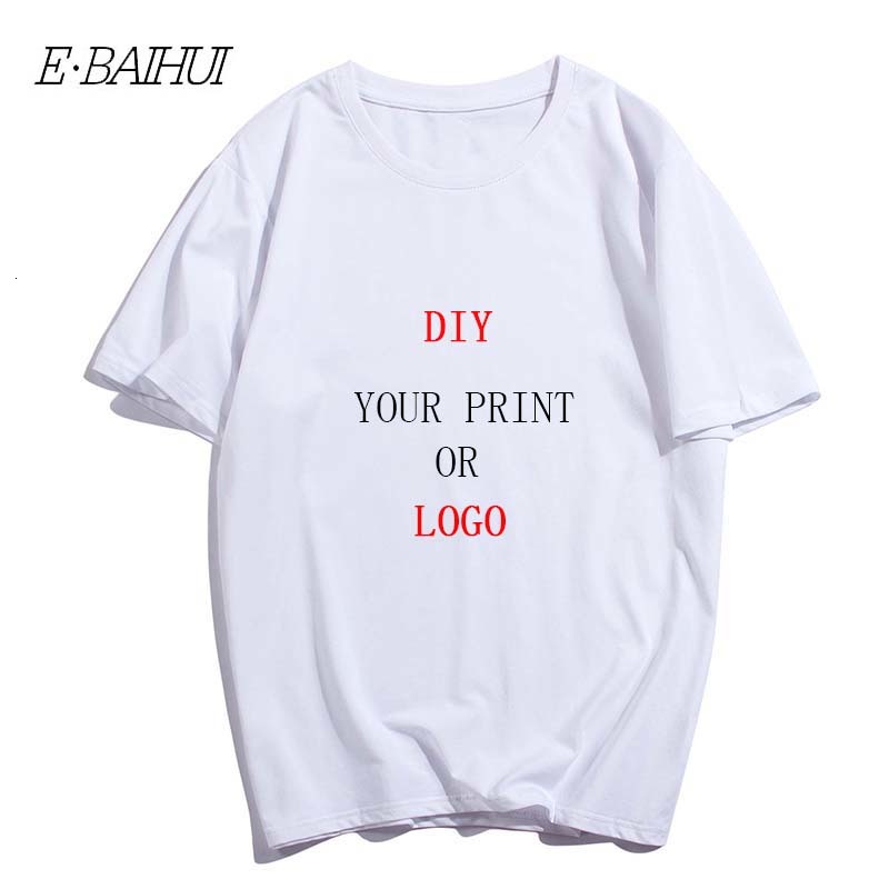 

Men's T-Shirts Custom Print T-shirt 100% Cotton Design Pure Color Round Neck Short-Sleeved Free DIY Printed Tshirt T-0092 4FF0, Navy blue