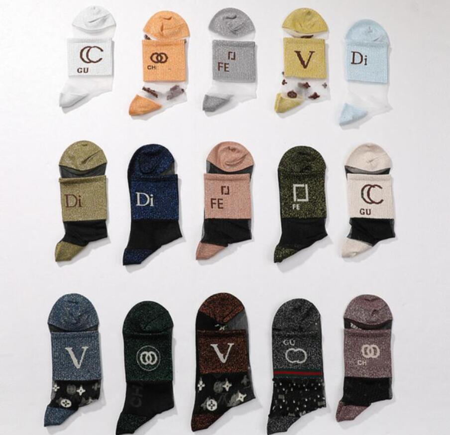 

Wholesale Fashion Designers Womens Ice Silk Ankle Socks Ten Pair Luxury Brand Letter Printing Sports Casual Mesh Sock Embroidery Pure Cotton Wool Knitting Hose