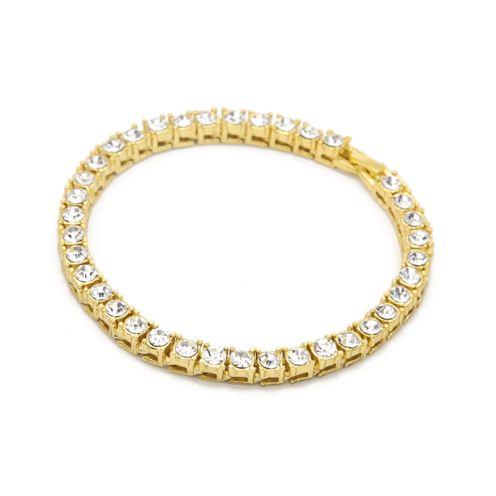 

Noter Luxury Cubic Zirconia Tennis Bracelet Charms Gold Silver Color Hip Hop Braclet For Mens Women Rock Jewelry Pulsera, Golden;silver