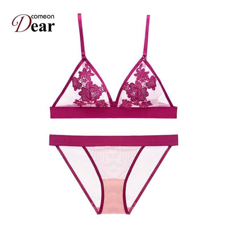 

Bras Sets Comeondear Ensemble Soutien Gorge Culotte Embroidery Lace Push Up Lingerie Underwear And Panty For Women RK80685, Black bra