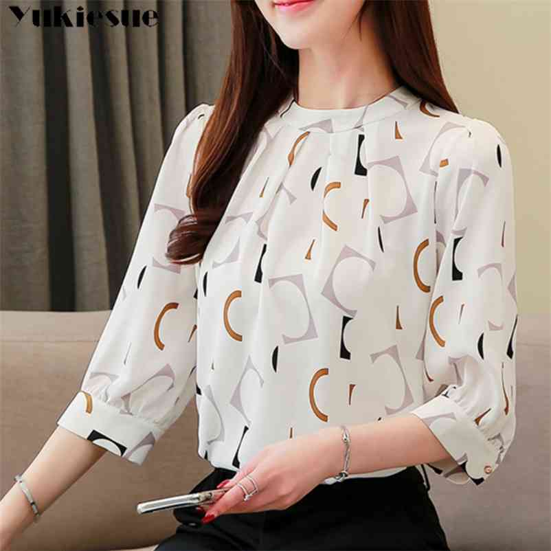 

blusas mujer de moda fashion clothing womens tops blouses shirts ladies women Chiffon blouse white shirt 210518