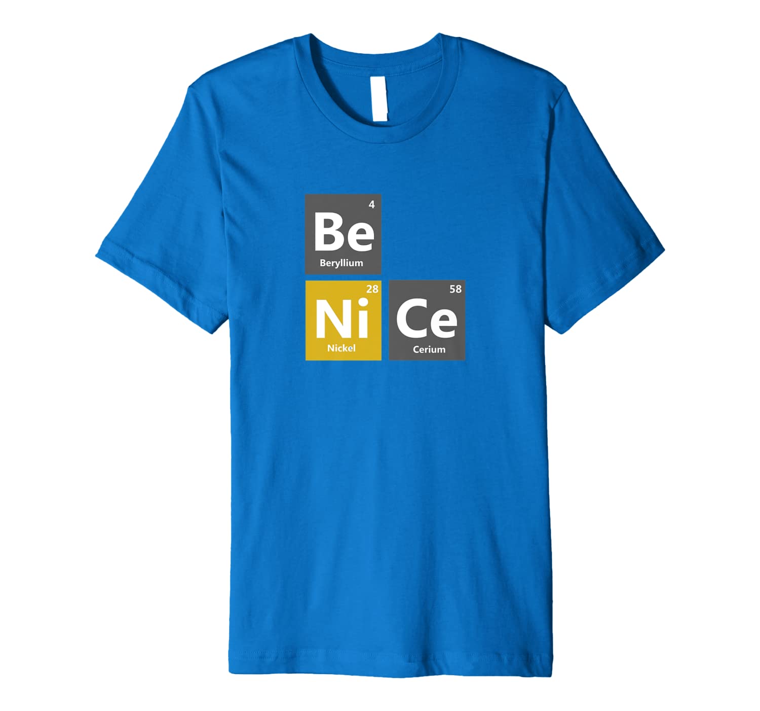 

periodic table of the elements t-shirt be nice funny tee, White;black