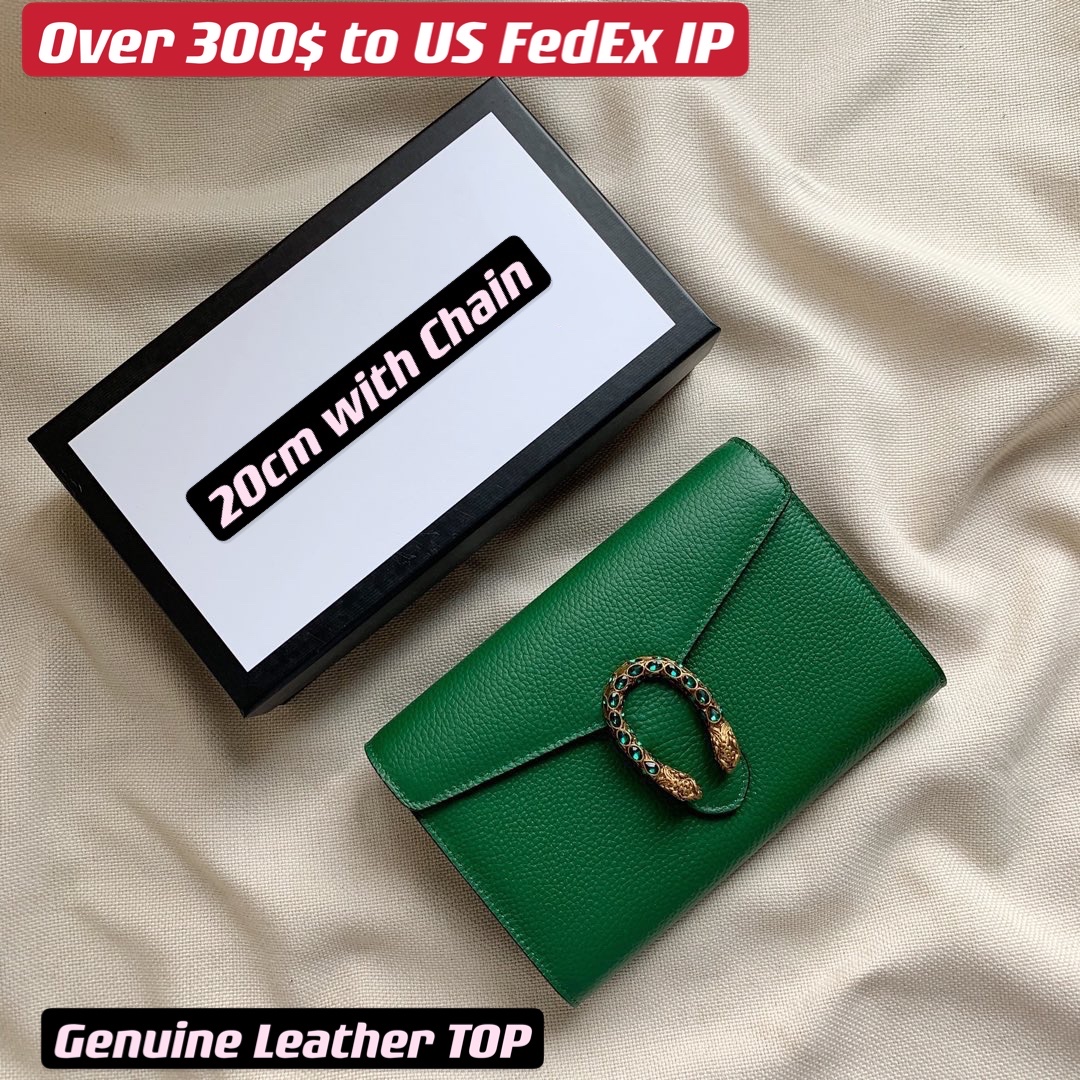 

Dionysu Leather Mini Chain Bag 401231 Fashion 4 Colors Red Green White Black with Tiger Head Small Crossbody Flap