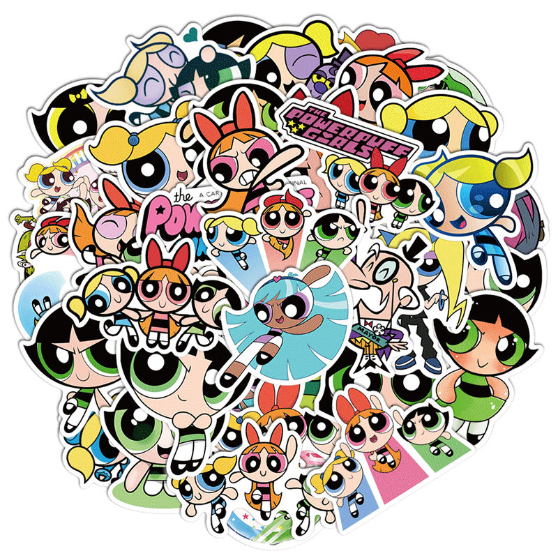 

74 cartoon movie powerpuff policewoman Skin Protectors diy graffiti stickers laptop trolley case ins waterproof sticker