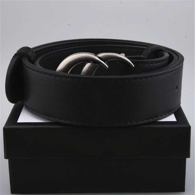 

Men's Designer Belt Black High Quality Fashion 3.8cm LargeG Gold & Pearl Buckle + Original Box, Belt and box