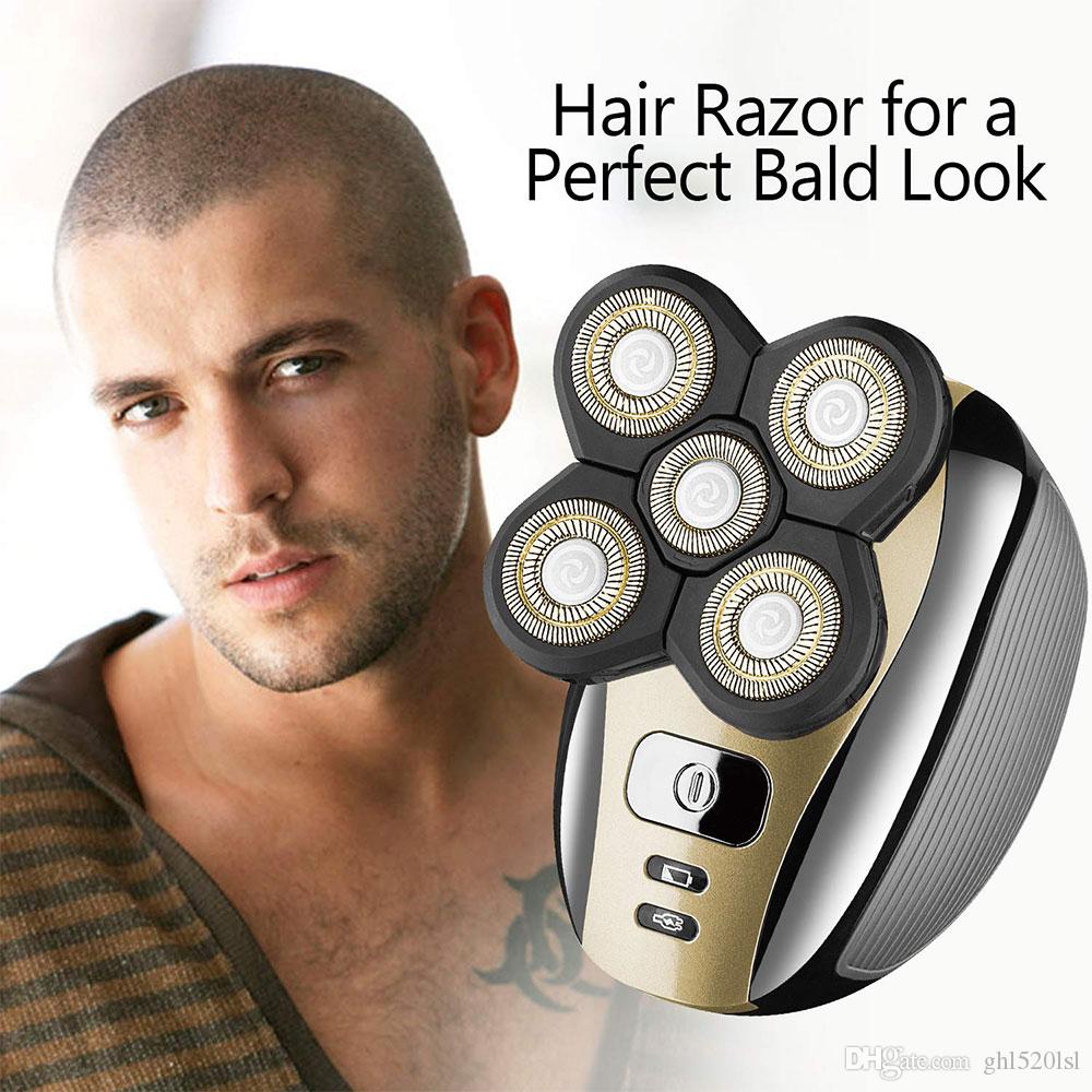 

Electric Razor Head Shavers for Bald Men, Grooming Kit 5 in 1 Waterproof USB Shaver Nose Hair Beard Trimmer Clippers Facial Cleansing Brush