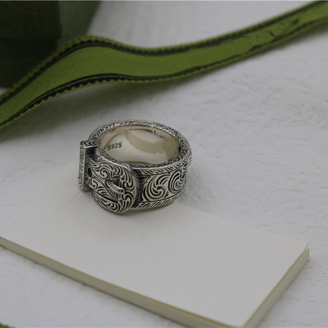 

New Fashion Man Ancient Pattern Silver Plated Ring Interlocking Letters Hollow Carved Vine Belt Buckle Rings Supply