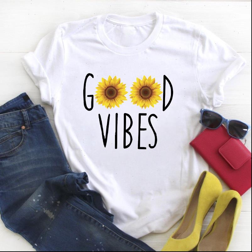 

women fashion sunflower letter floral cartoon print ladies summer t tee female shirt clothes womens graphic, White