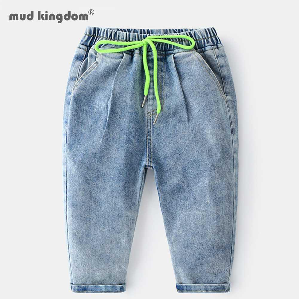 

Mudkingdom Boys Jeans Autumn Casual Cotton Drawstring Denim Long-Pants Kids Trousers for Clothing 210615, Blue