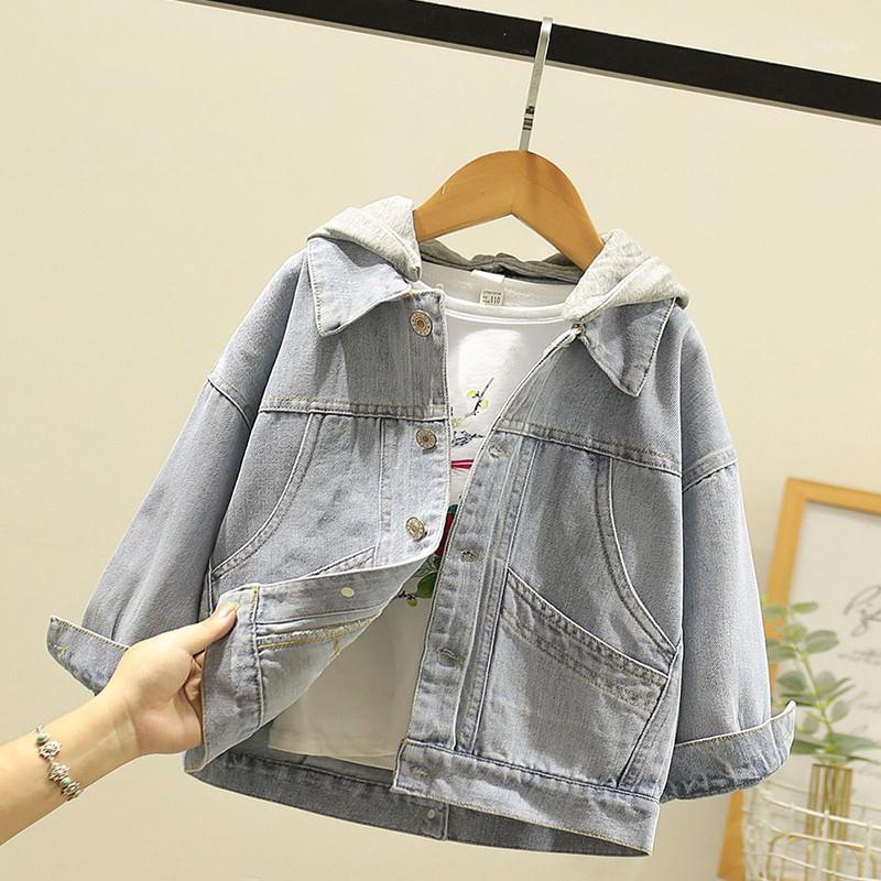 

Jackets JacketsX254 Girls Back Diagonal Button Denim Jacket, Blue;gray