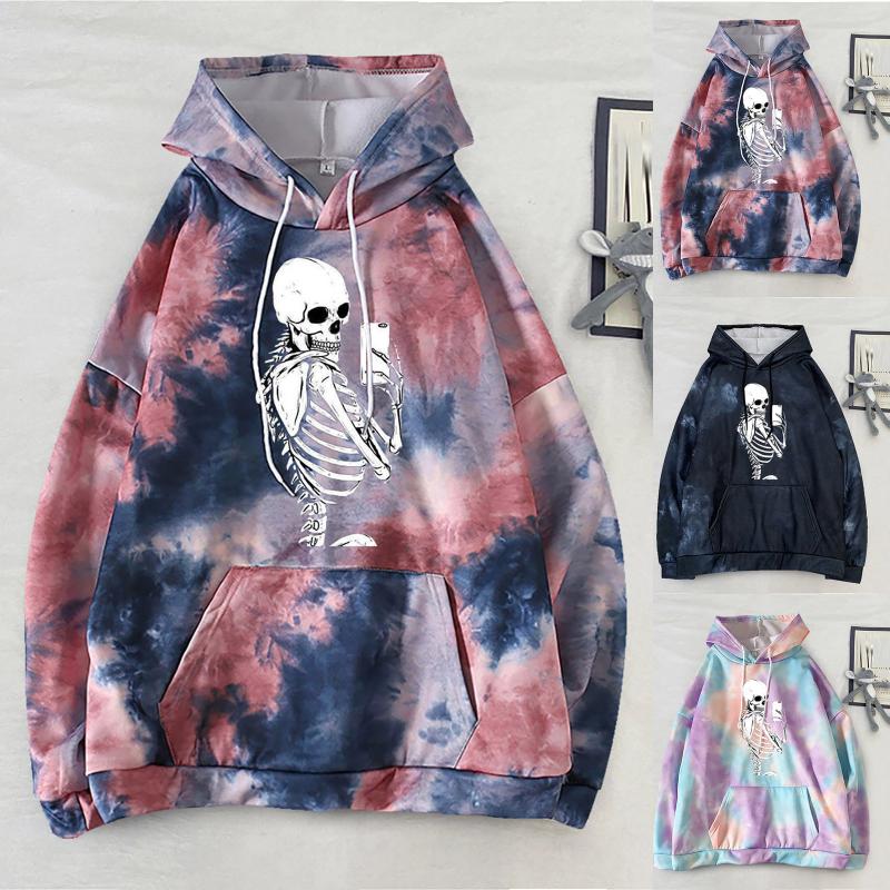 

Women's Hoodies & Sweatshirts Skull Printed Long Sleeve Sweatshirt Lightweight Slouchy Hoodie Blouse, Black