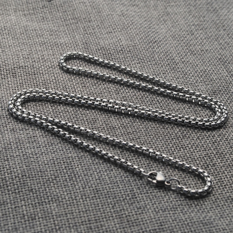 

2/2.5/3/3.5/4/4.5/5mm Stainless Steel Square Pearl Chains For Pendant Necklaces Men's Party Jewelry LZ863, Silver