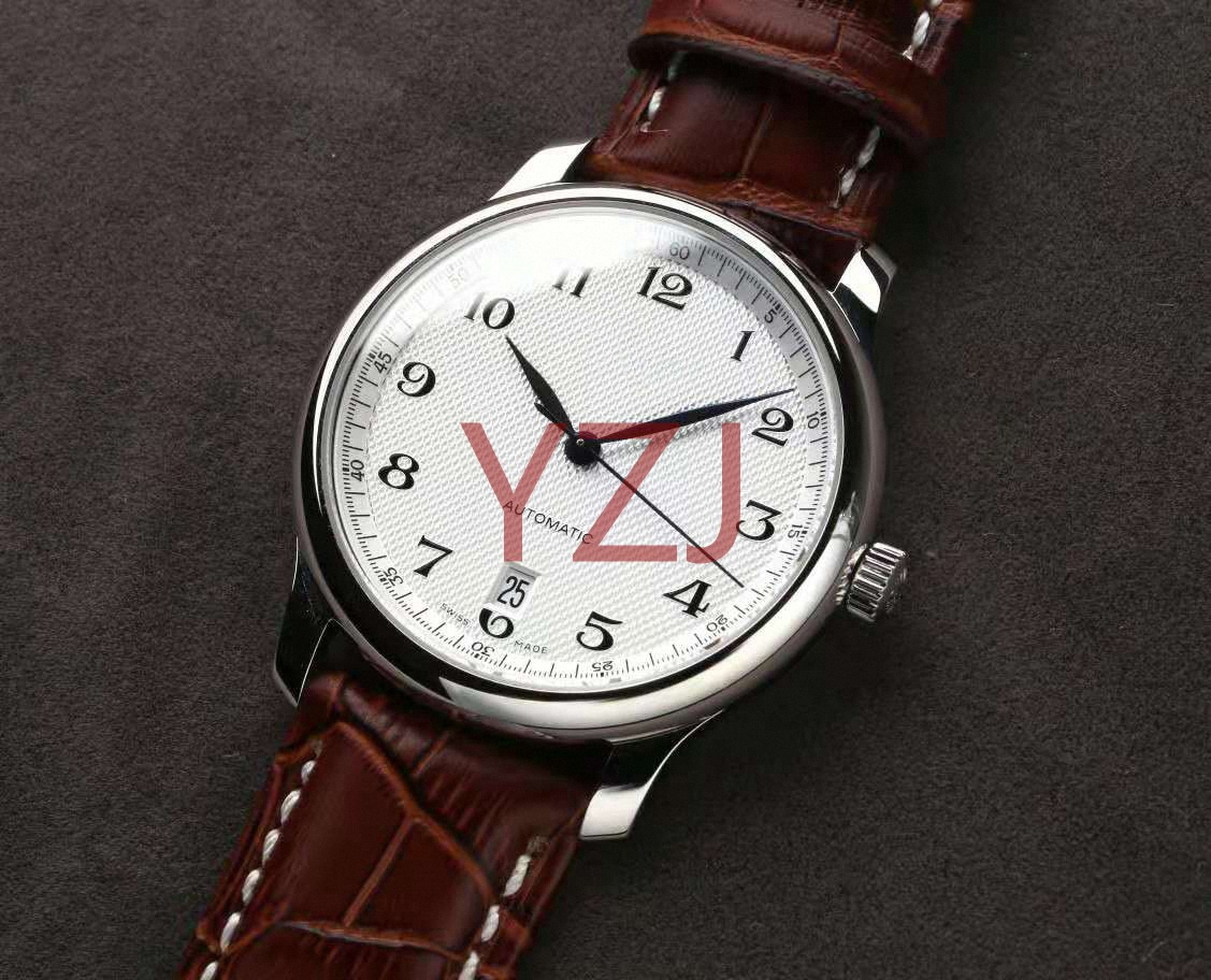 

Classic Mens Watches Business High Quality Standard Time Design mechanical men Watch Direct Sales, Brown skin white noodles