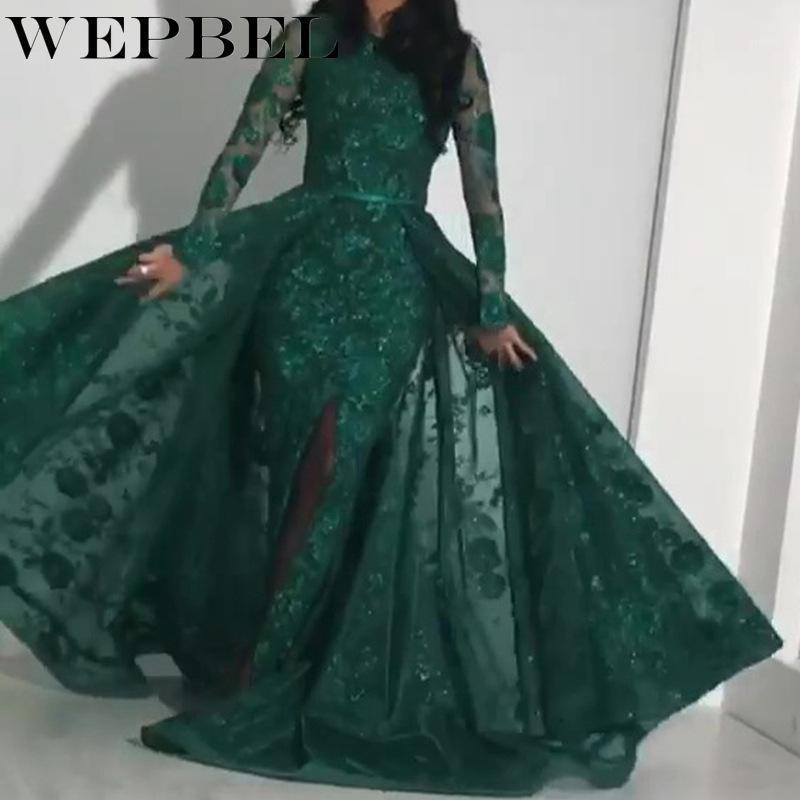 

Women Sexy Embroidery Mesh Evening Dress Ladies Elegant Long Sleeve O Neck Split Bodycon Party Robe Casual Dresses, Green