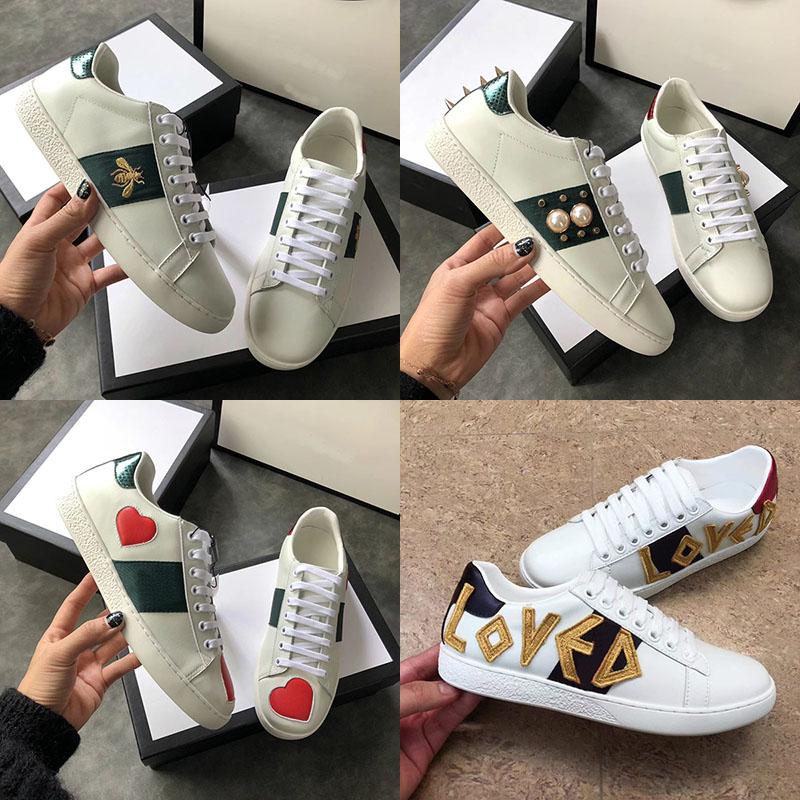 

Ace Bee Embroidery Casual Shoes Men Women Luxury Snake Chaussures Leather Red Bottom Tiger Green Stripes Sports White Designer Trainers 35-46 With Box, Wrap bubble