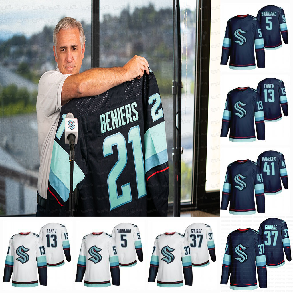

Seattle Kraken Yanni Gourde 2021 Jersey Tanev Matthew Beniers Mark Giordano Henman Jared Mccann Borgen Jeremy Lauzon Cholowski Driedger Fleury Daccord Bastian, Red mens s-xxxl