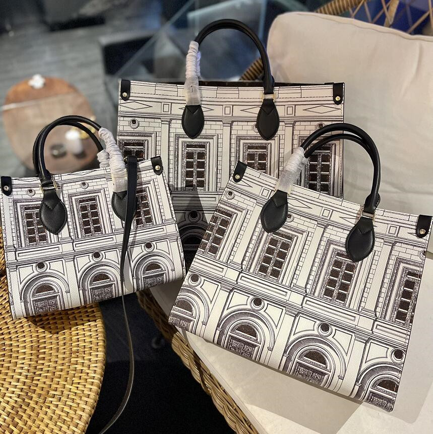

OnTheGo MM Architettura tote bags Black White Fornasetti Business Handbag Cross Body Bag M59264 on The Go
