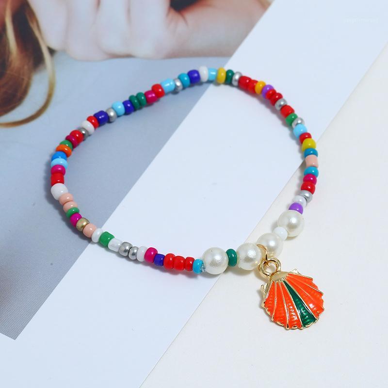 

Bohemian Personality Pendant Ankle Bracelet Fashion Handmade Colorful Beaded Elastic Bangles Jewelry Bangle