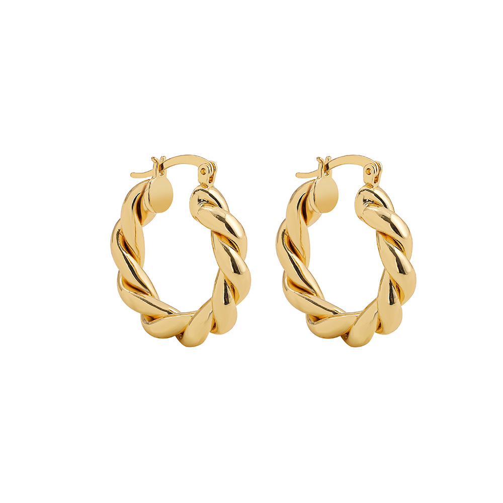 

30mm Hoop Earrings New Gold Color Alloy Circle Loops Earring Twisted Wire Casual Sports Earings For Women Ladies