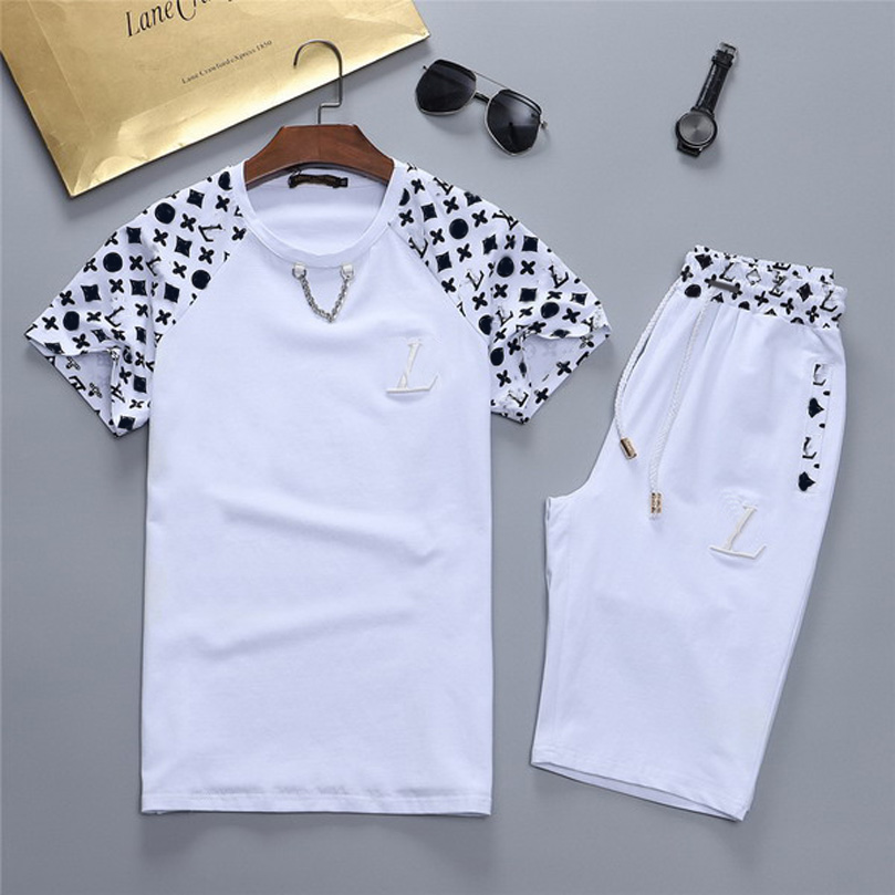 

Mens 2 Piece Sets Short Sleeve Shirt and Pants Set Jogging Suits Fashion Letter Pattern Print RUNNING Tracksuits Men Luxury Short Sleeves Sp, Gray