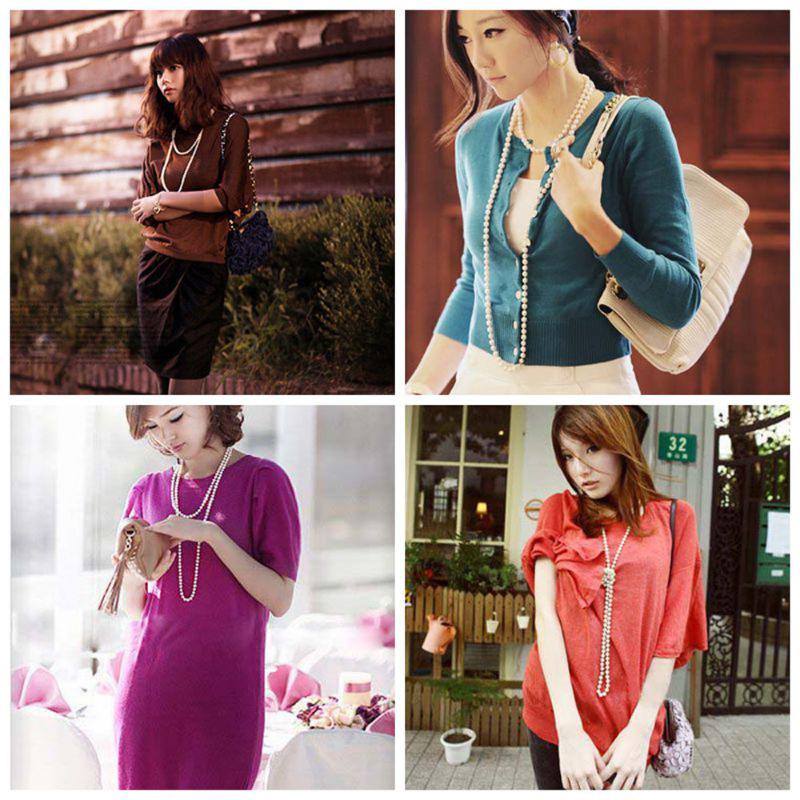 

Chains Lady Nice For Fashion Necklace Pearls Pearl 8mm Female Gift Long Necklaces & Pendants, Silver