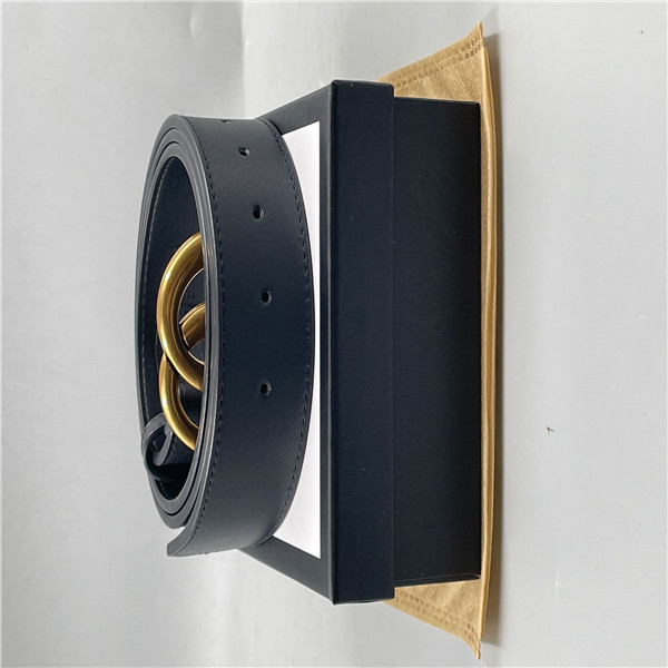 

Luxury menswear designer belt fashion women's classic black leather large gold buckle belts 3.8 cm wide gift box, Black;brown