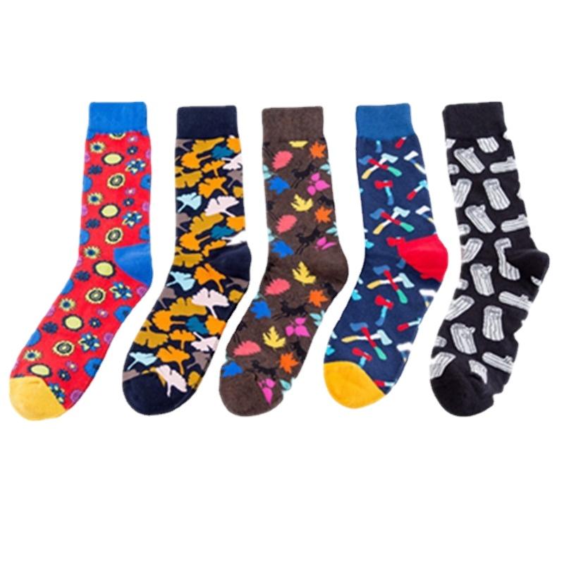 

Men's Socks 10 Pairs/Lot Autumn Winter Combed Cotton Street Skateboarding Personality Forest Series Factory, Black