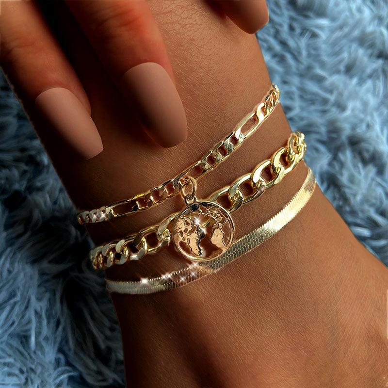 

Anklets Flatfoosie 3pcs/set Boho Gold Silver Color Anklet For Women Fashion Bracelet Summer Beach Foot Jewelry