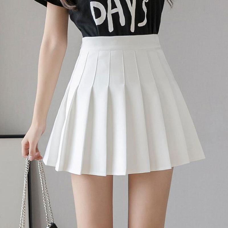 

20212021 spring summer korean skirt shorts women high waist mini skirt school short pleated kawaii japanese pink skirt female, Black