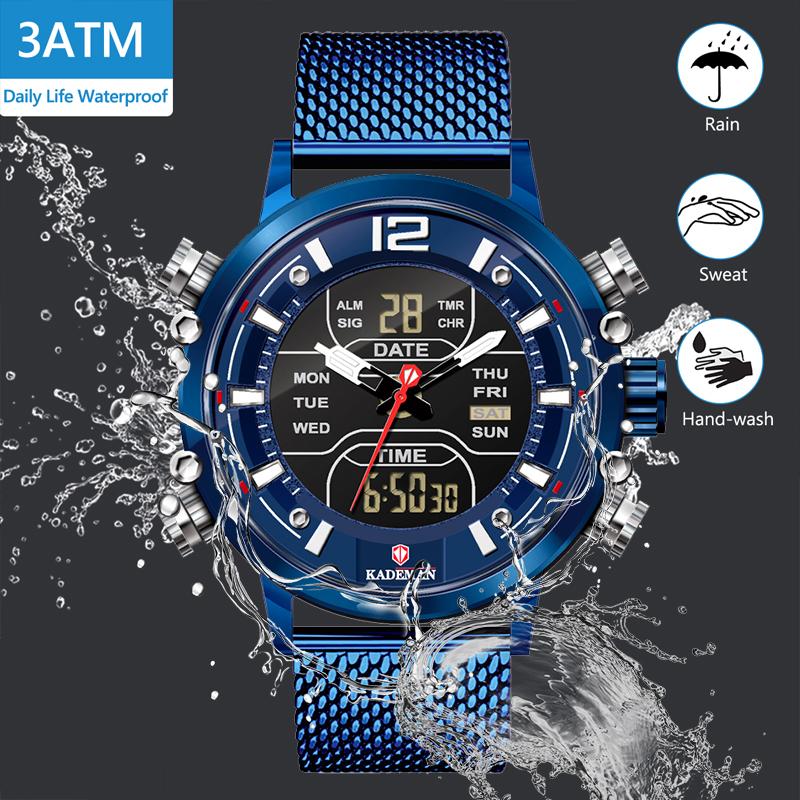 

Wristwatches KADEMAN Top Watch Men Sports Watches LED Digital Back Light Military Quartz Relogio Masculino, K9071-s-w-s