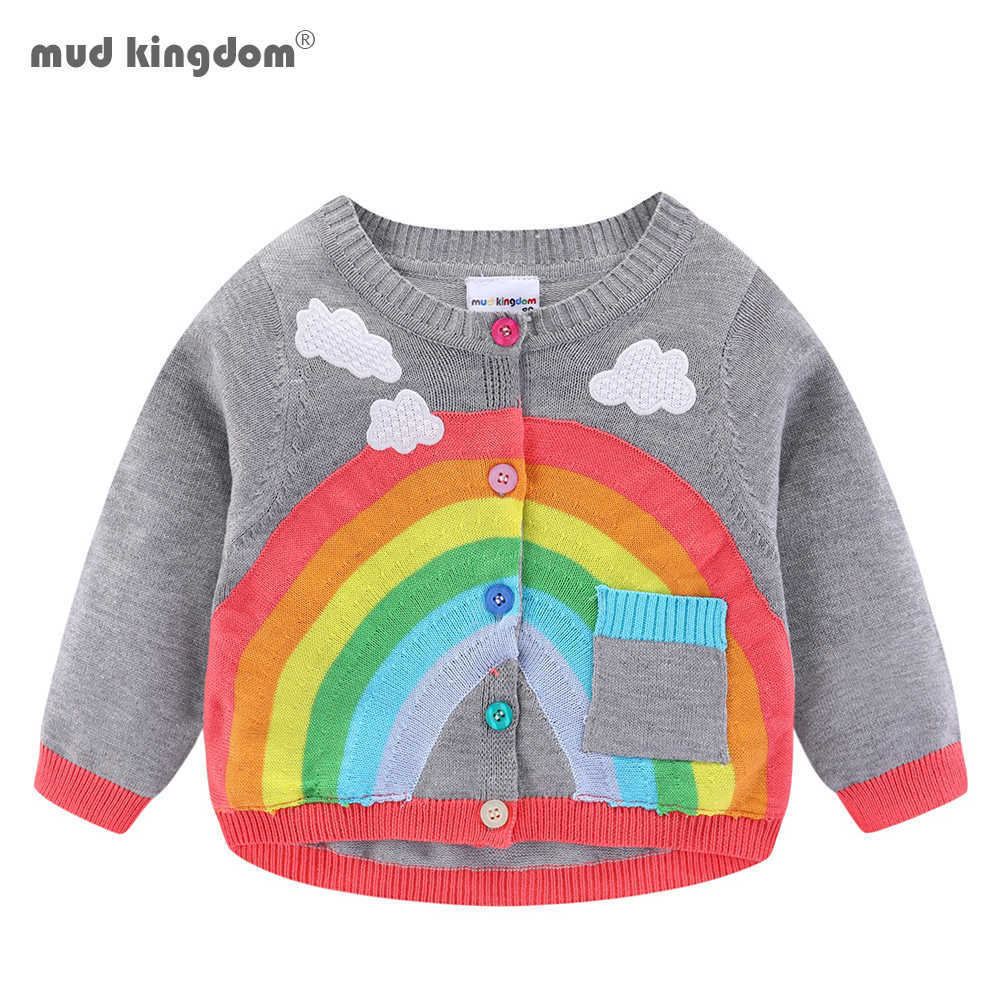 

Mudkingdom Girls Boys Knitted Cardigan Sweater Rainbow Clouds Thin Outerwear Tops for Kids 210615, Grey