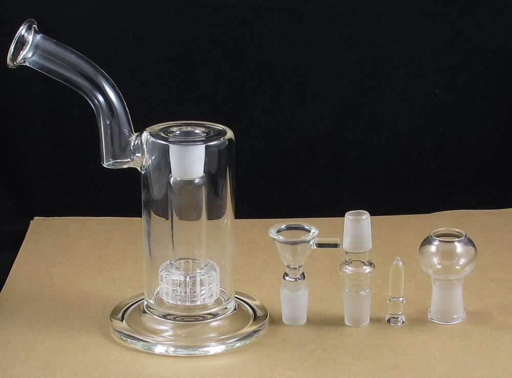 

D020-D 9 Inches bubbler glass bong water percolator smoking pipe two functions