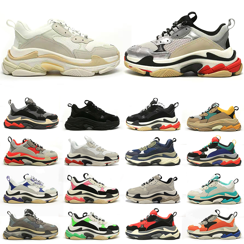 

triple s men women designer casual shoes platform sneakers black white Dark Grey Pink Split Multi Fuchsia Beige Light Blue mens trainers, #13