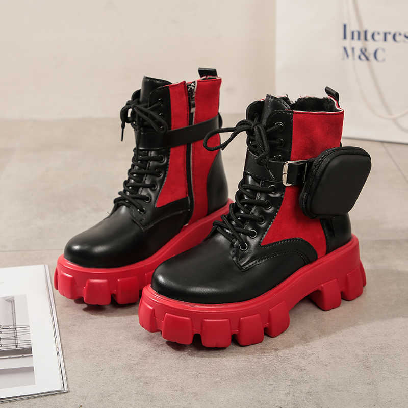 

2021 Fashion Women Black Boots Thigh High Boots High Quality Leather Platform Pocket Shoes Womens Shoes Comfort Red Shoes Y0914, White