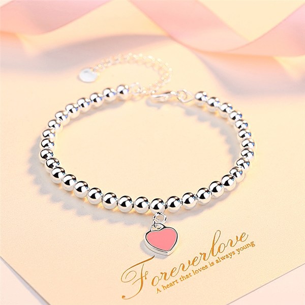 

Fashion Love Bracelets Women Jewelry Heart Pendant Classic Blue Pink Red Best Gift hot Original Box 925 Silver Bracelet Girl TT Jewelry