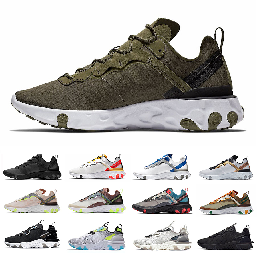 

React vision 87 55 mens running shoes sneakers Light Orange Peel Olive Green Mist Sail Metallic Iridescent Schematic Orange 55s trainers sports shoe jogging walking, Pay for box