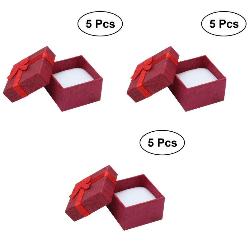 

Gift Wrap Pcs Square Small Box With Bowknot Decor For Ring Earrings Jewellery (Red)