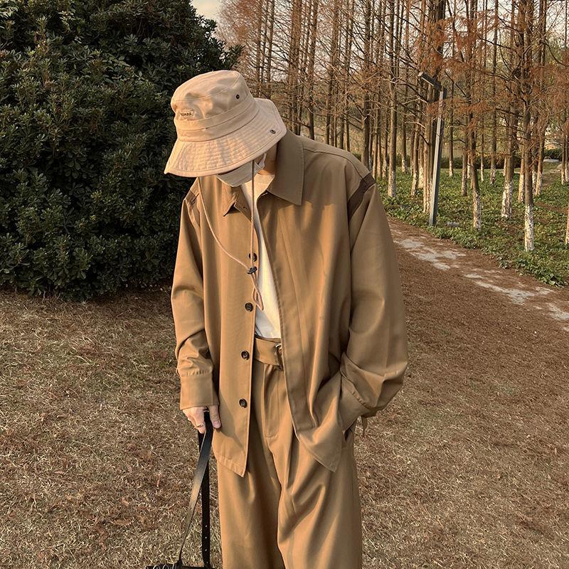 

Men's Jackets SYUHGFA Men Clothing Korean Fashion Loose Patchwork Jacket 2022 Spring Causal Coats For Male Single-breasted, Black;brown